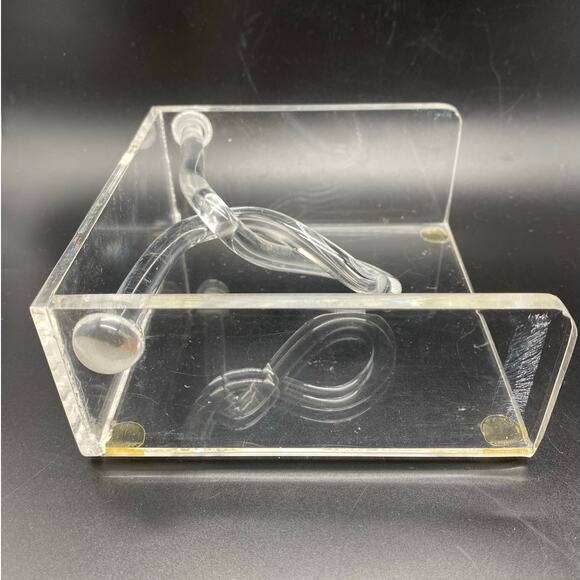 Vtg Rare 1970s Space Age Lucite Clear Napkin Holder Mod design twisted design - Picture 4 of 8